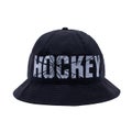 Hockey Crinkle Bell Bucket Hat, black