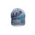 Jungles Friends Distressed cap, denim
