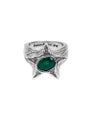 Two Jeys Bomba Ring, silver / green
