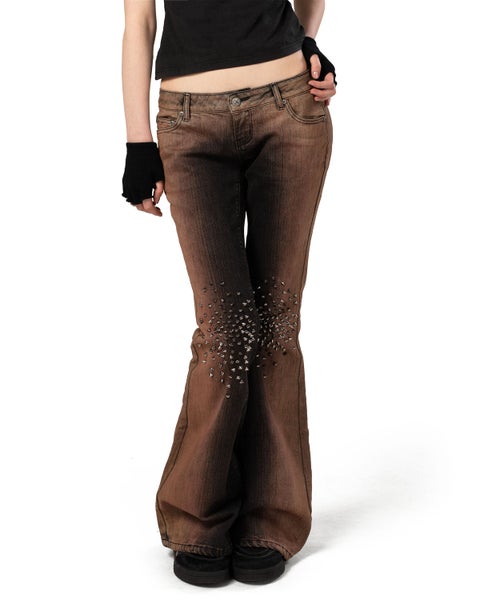 Racer Spike Flare Jeans, ember