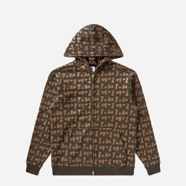 Bronze X Ice Cream Hardware Ziphood, brown AOP pattern