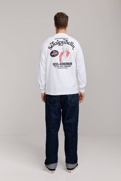 Makia Kummeli Seksipuhelin Long Sleeve, white