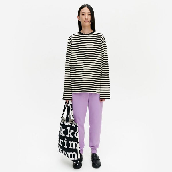 Marimekko Taakse LS Tasaraita, black / yellow