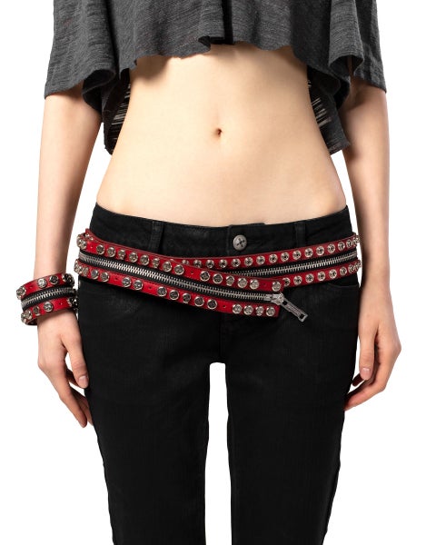Racer Split Button Belt, red