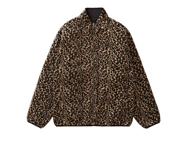 Grand Reversible Leopard Fleece Jacket, black / leopard