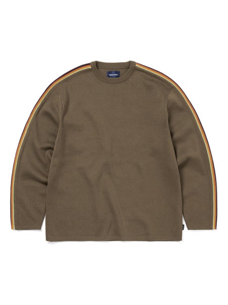 thisisneverthat Striped Sleeve Knit Crew, brown
