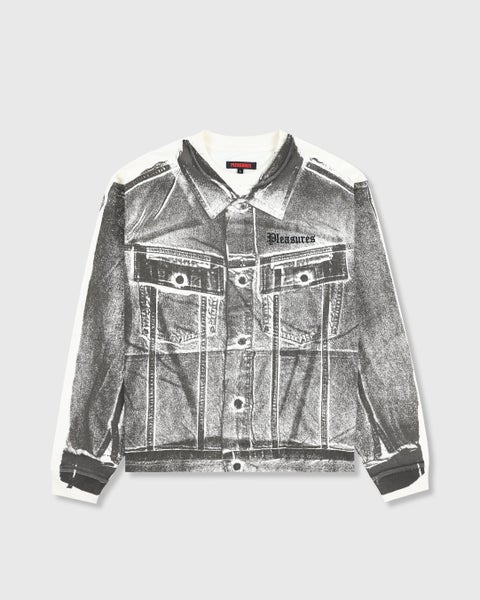 PLEASURES Trucker Heavyweight LS Tee, bone