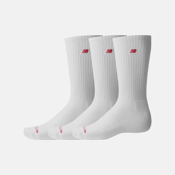 New Balance Patch Logo Crew Socks 3-Pack, white / white / white