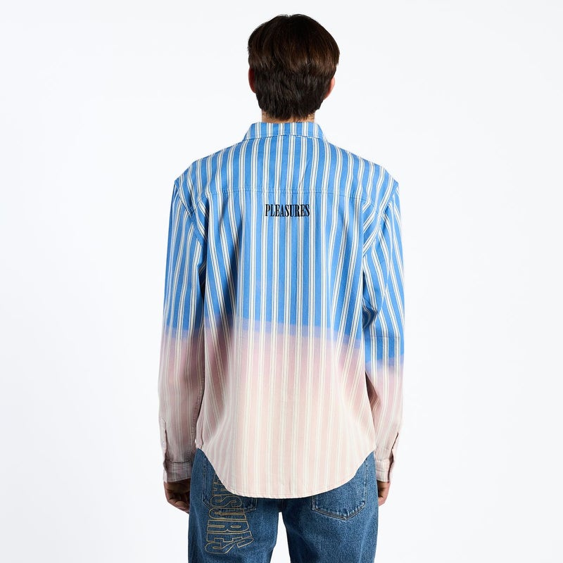 Pleasures Fade Button Down Shirt, blue