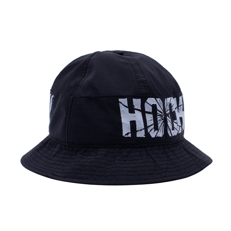 Hockey Crinkle Bell Bucket Hat, black