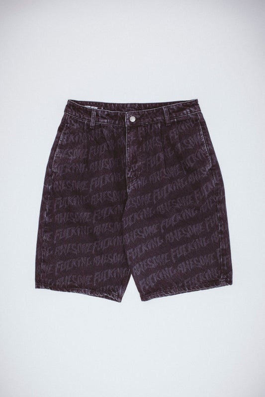 Fucking Awesome  Baggy Plated Denim Shorts, black