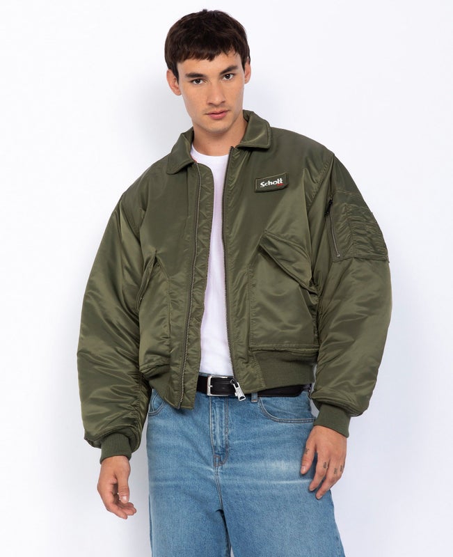 Schott Bomber jacket, army khaki