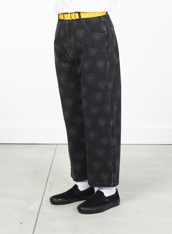 Rassvet Heart Print Denim pants, black