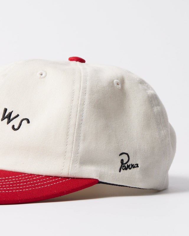 Parra Big News 6 Panel Hat, white / dark red