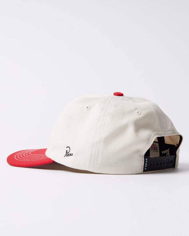 Parra Big News 6 Panel Hat, white / dark red