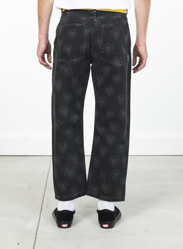 Rassvet Heart Print Denim pants, black