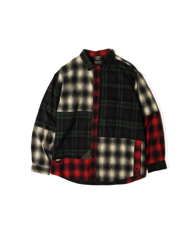 Manastash Patched Flannel Shirt, navy