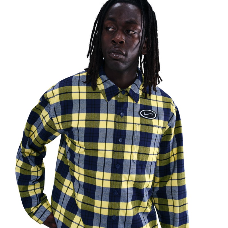 Nike SB Flannel Shirt 'Koston', obsidian / speed yellow