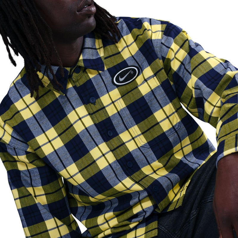 Nike SB Flannel Shirt 'Koston', obsidian / speed yellow