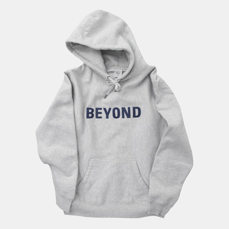 Beyond Brand Text Logo Premium Hoodie, ash / dark navy