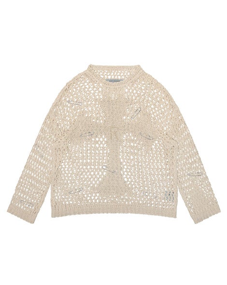 Racer Cross Net Sweater, beige