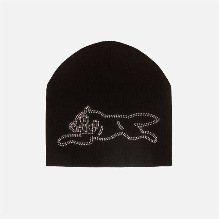 Bronze X Ice Cream Rhinestone Beanie, black