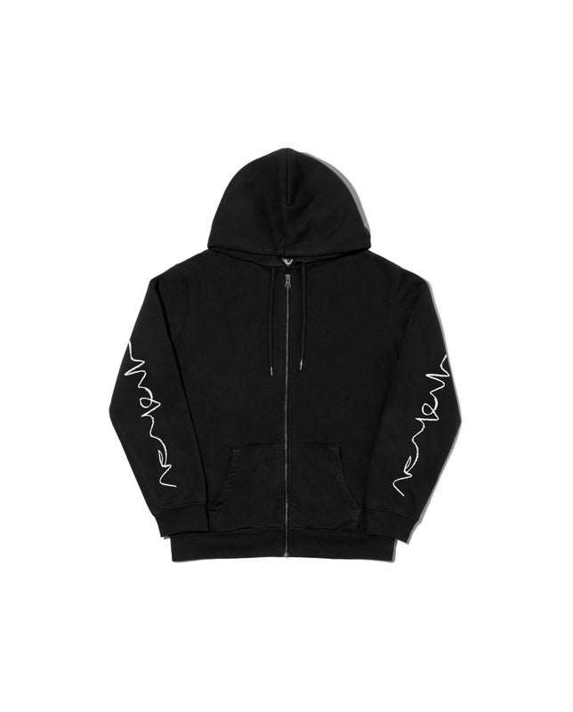 Poetic Crayon Arm Zip Hoodie, black