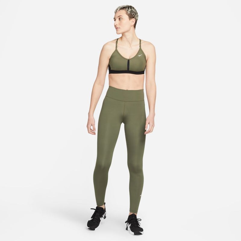 Nike WMNS Dri-Fit One Mid-Rise Leggings, medium olive / white