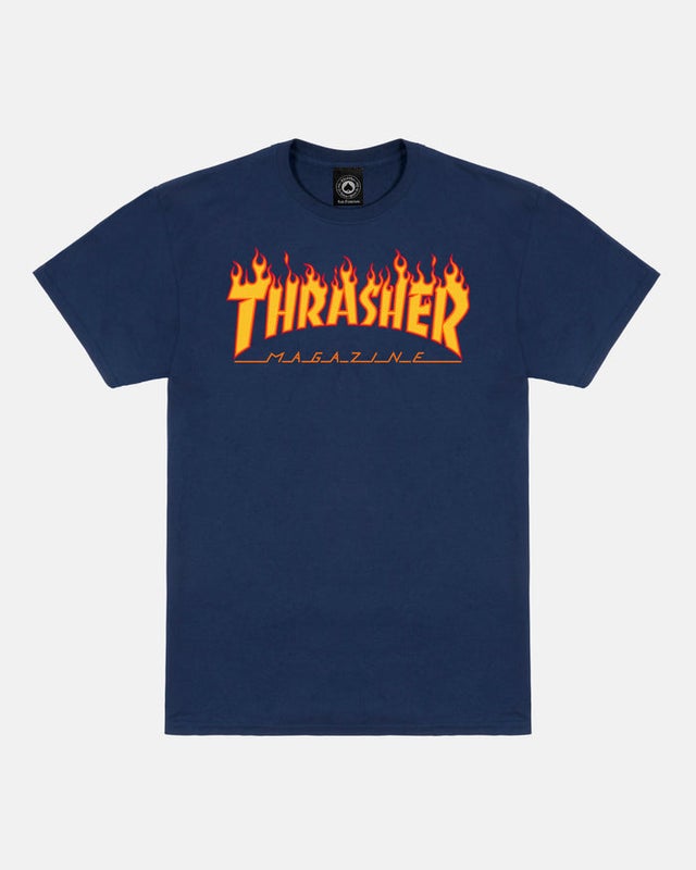 Thrasher Flame tee, navy