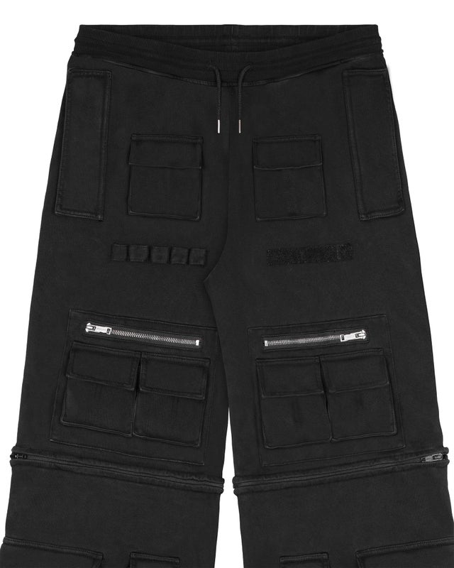 Racer Convertible Utility Sweatpants, black