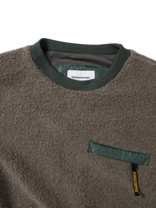 thisisneverthat GORE-TEX Windstopper Wool Fleece Crewneck, mud