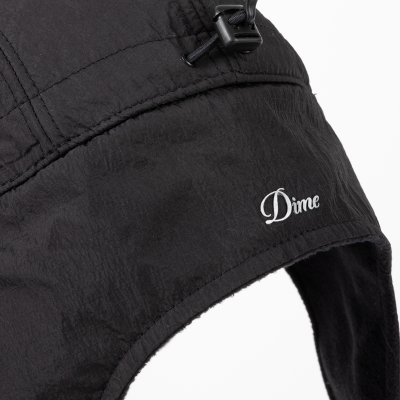 Dime Cursive Earflap Cap, black