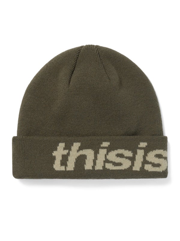 thisisnevertat HSP-Logo Cuff Beanie, khaki green