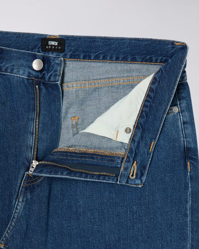 Edwin Cosmos Pant, blue mid marble wash