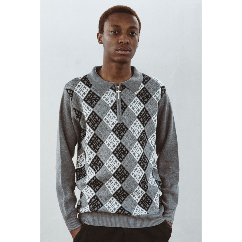 Fucking Awesome Fa Monogram 1/4 Zip Knit, silver