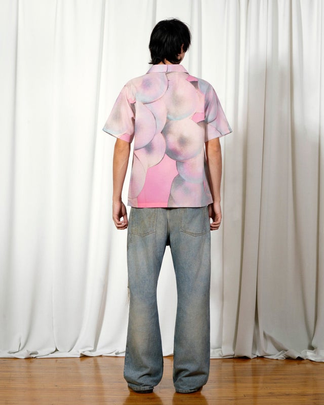 PLEASURES Pearl Button Up Shirt, pink