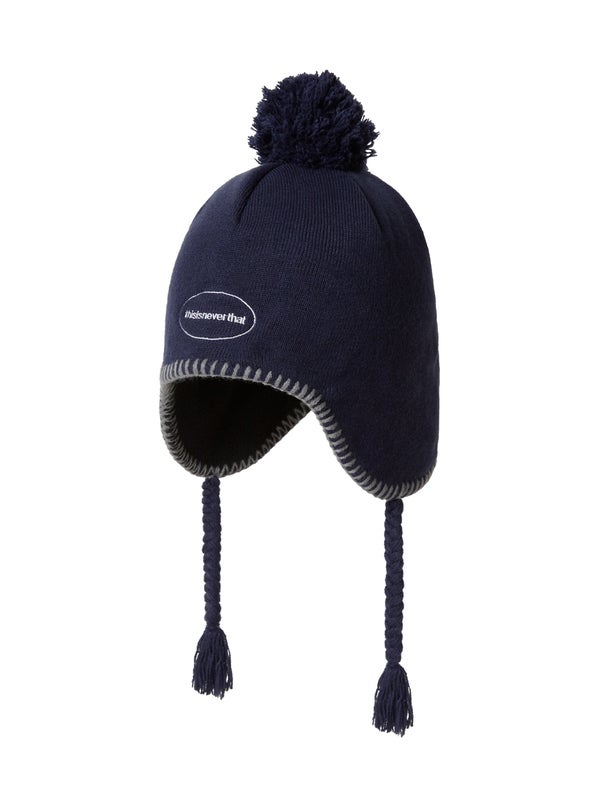 thisisneverthat Pom Earflap Beanie, navy
