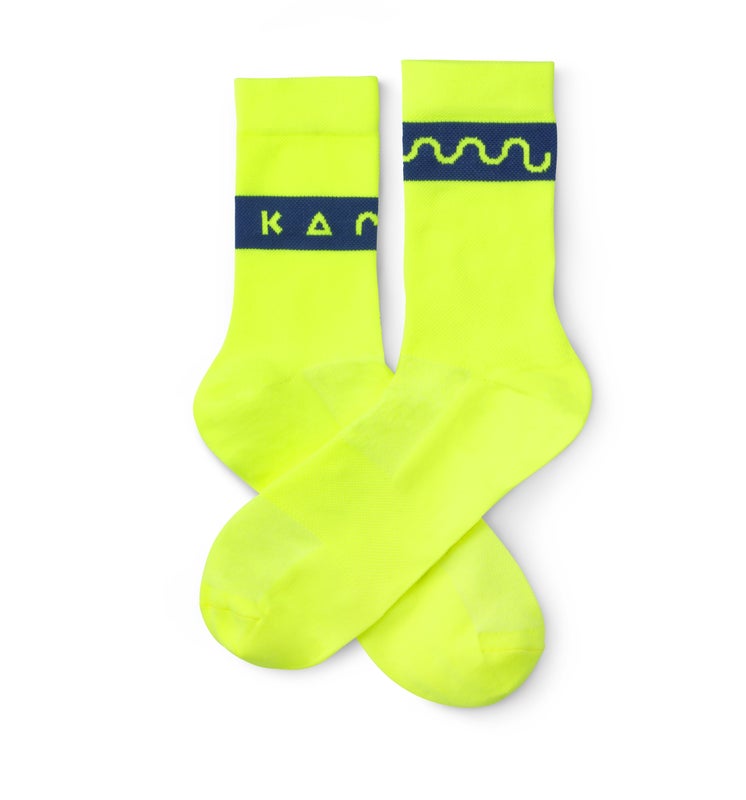 Karhu X Sasu Kauppi Irregular Stripe sock, fluo yellow / blue print