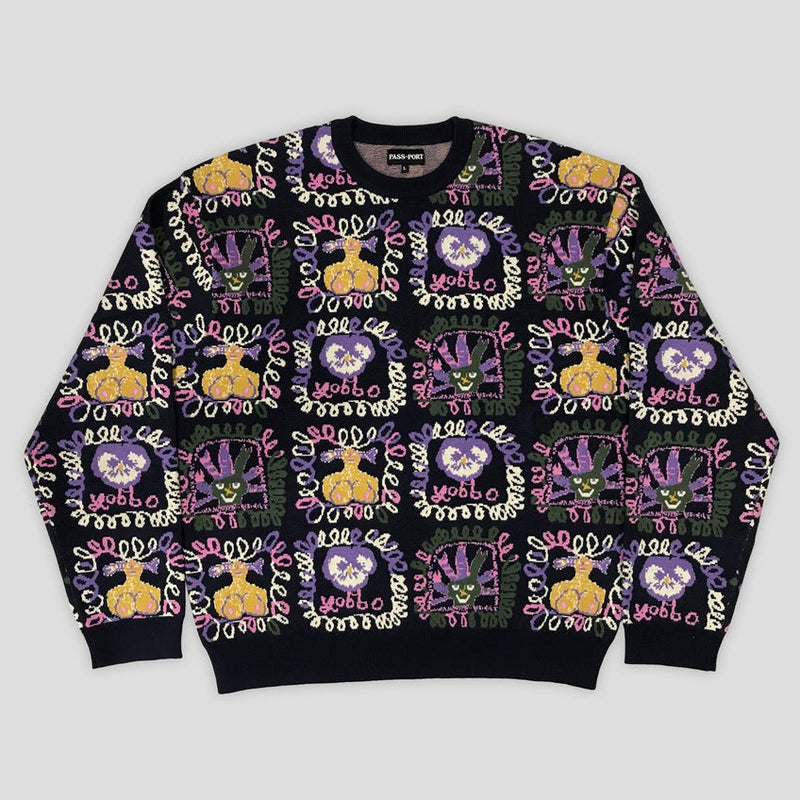 Pass~Port Faces Knit Sweater, black / multi