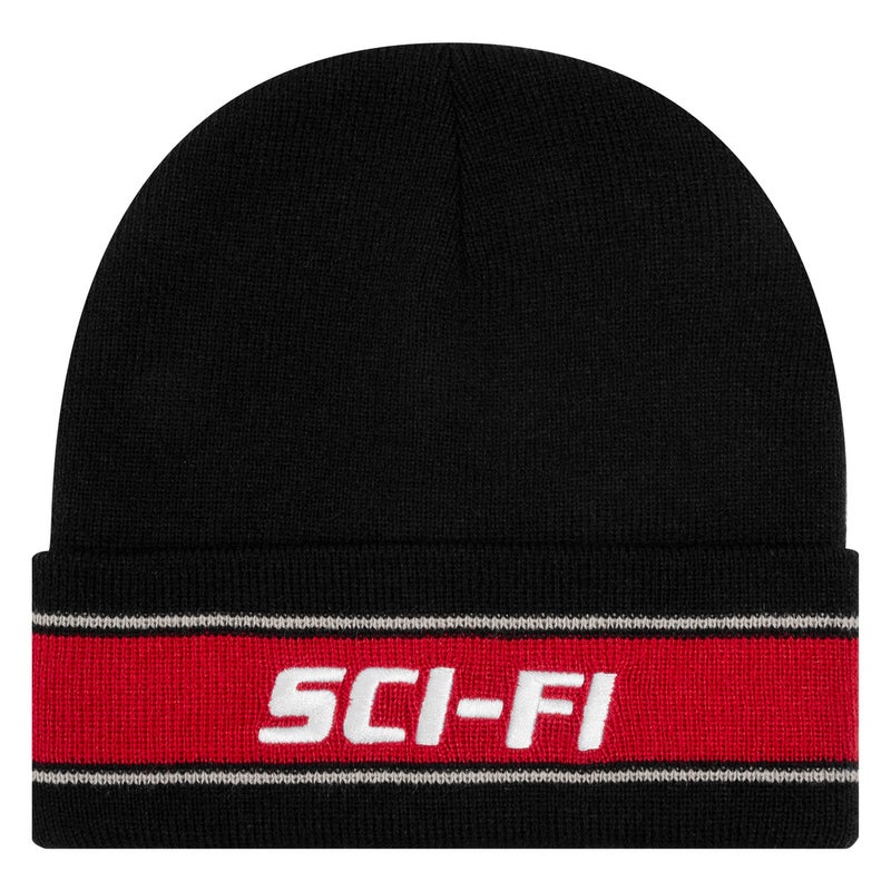 Sci-Fi Fantasy Stripe Fold Logo Beanie, black