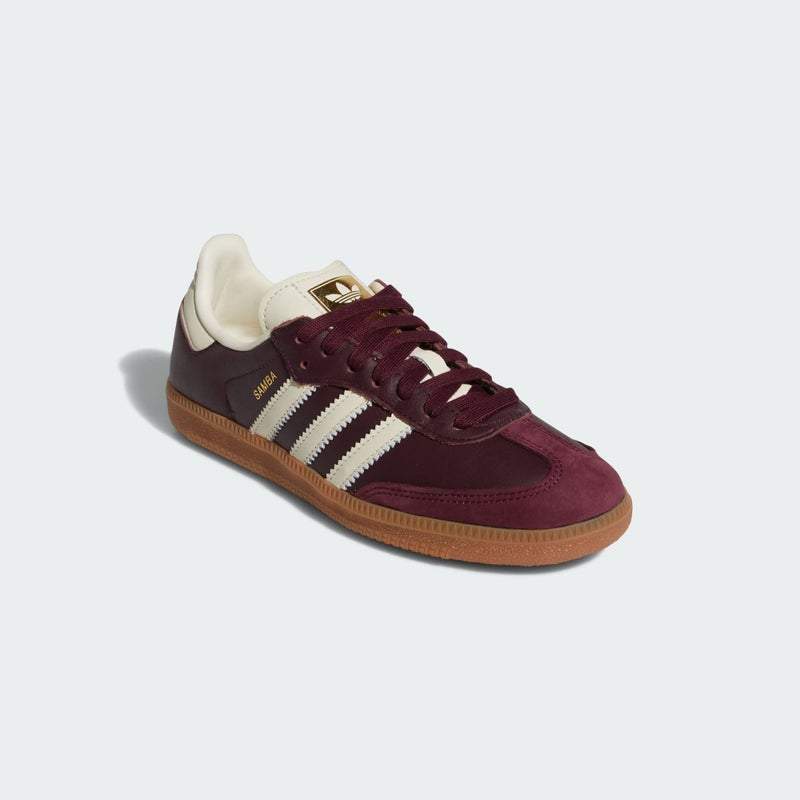 adidas Samba OG W, maroon / cream white / metallic gold