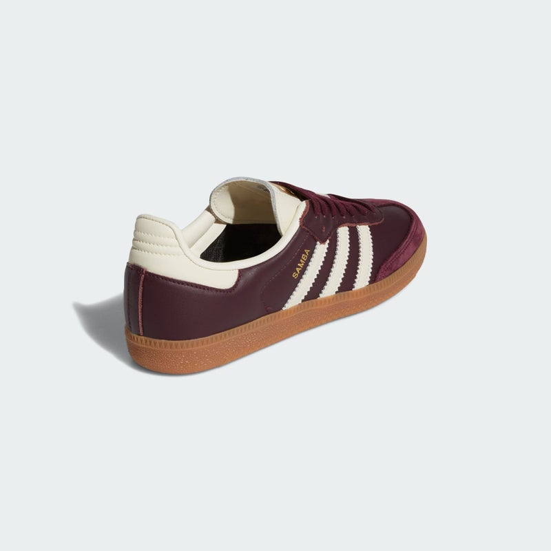 adidas Samba OG W, maroon / cream white / metallic gold