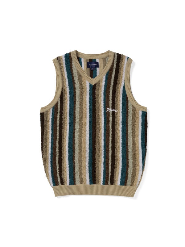 thisisneverthat Striped Knit Vest, beige