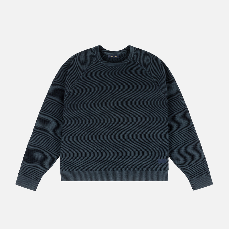Dime Wave Knit Sweater, navy
