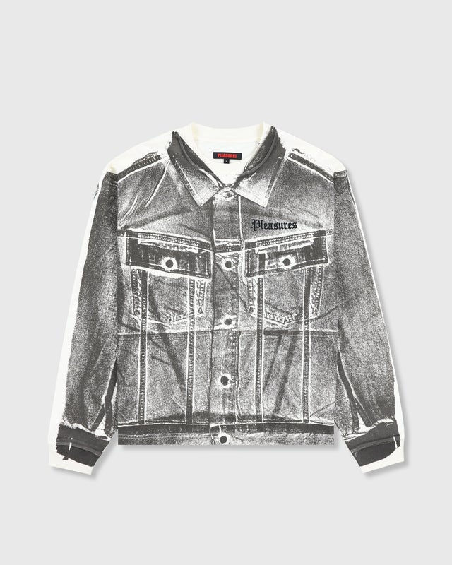 PLEASURES Trucker Heavyweight LS Tee, bone