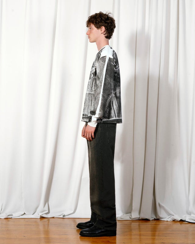 PLEASURES Trucker Heavyweight LS Tee, bone