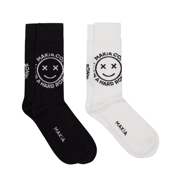 Makia Dizzy socks 2-pack, black / white