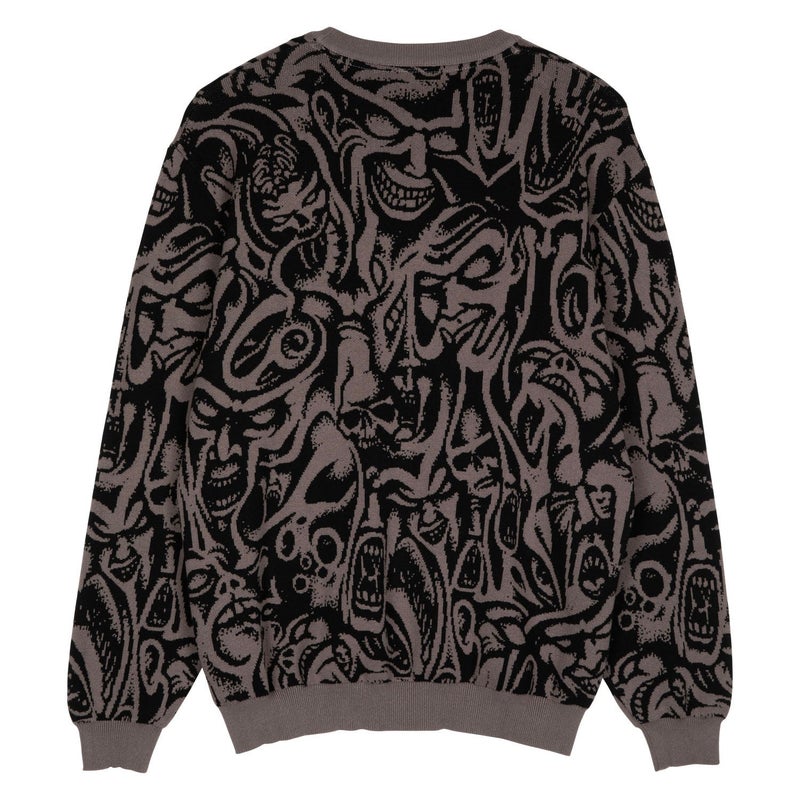 Santa Cruz Knox Faces Knit Crew, grey knox faces