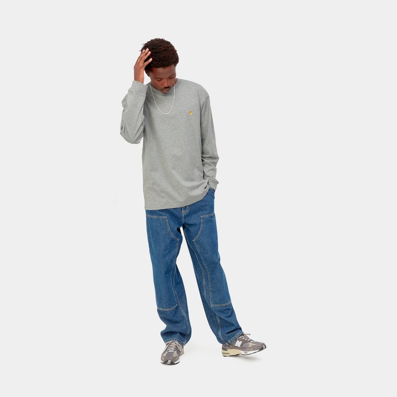 Carhartt L/S Chase tee, grey heather / gold