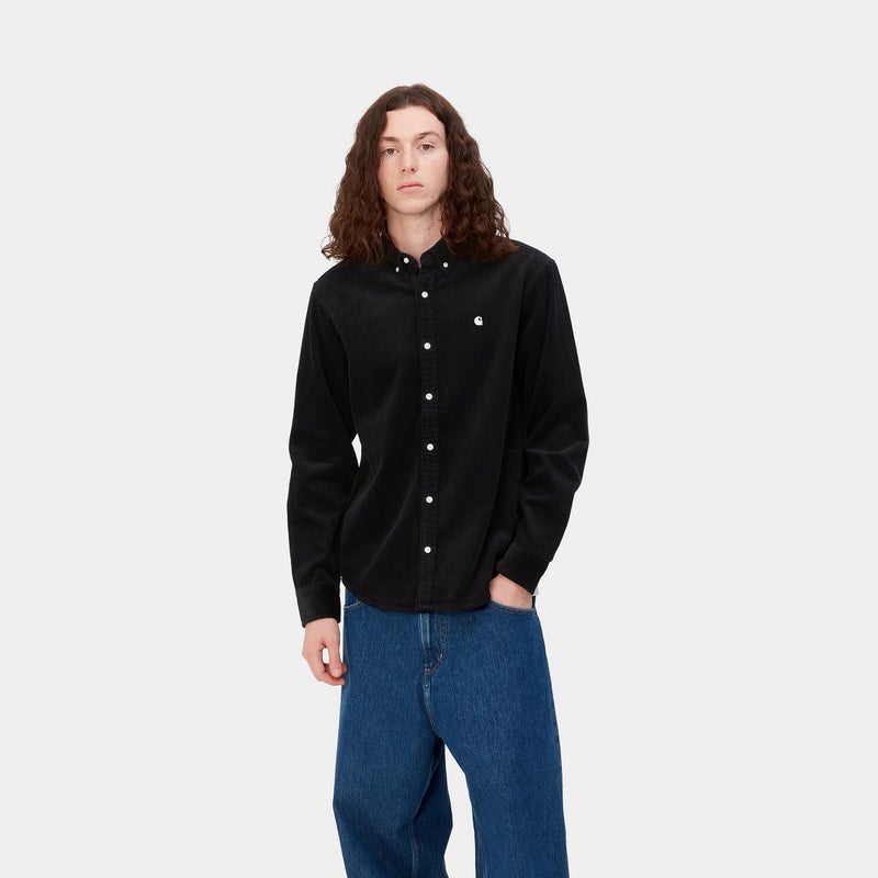 Carhartt Madison L/S Cord shirt,  black / wax